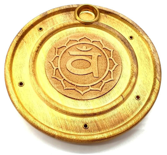 Porte-Encens Bois Rond Chakra Sacre 10cm