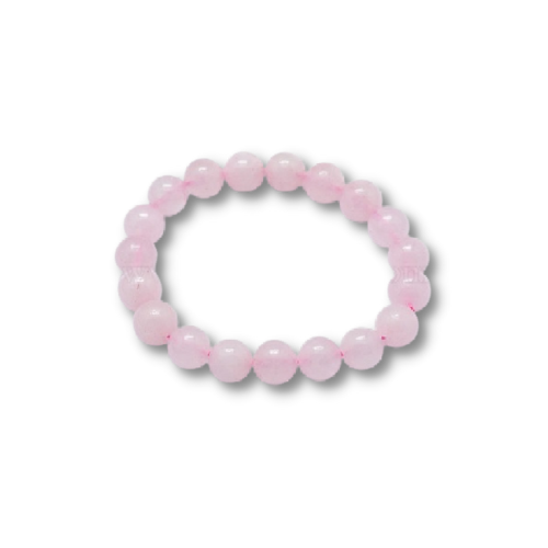 Bracelet élastique en quartz rose naturelle