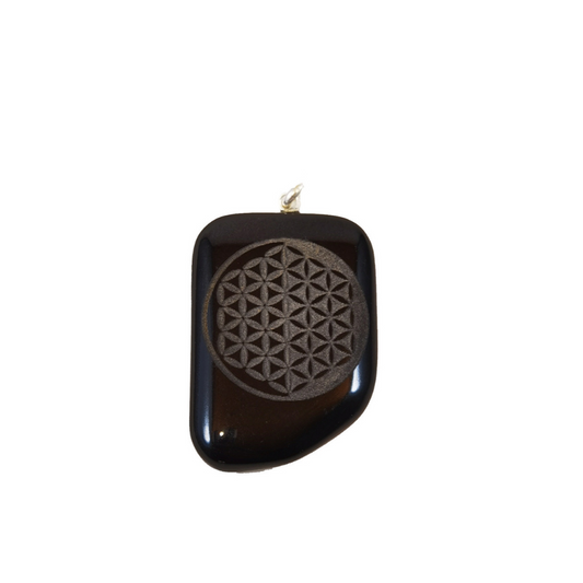 Pendentif Fleur de Vie en Onyx - Bijoux Zen Réunion