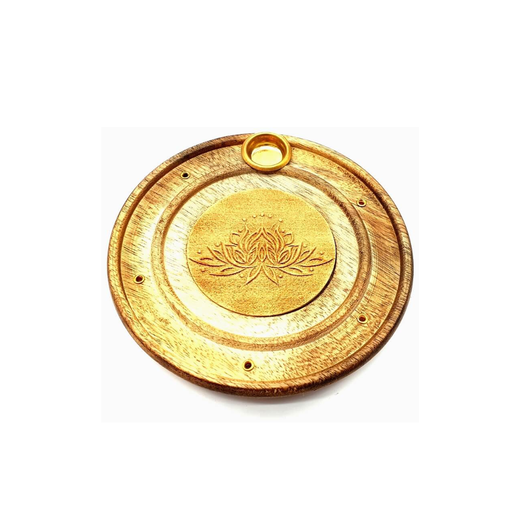 Porte-Encens Bois Rond Lotus 10cm