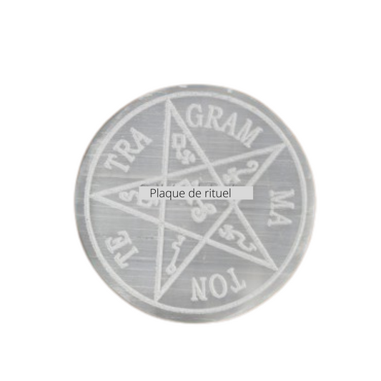 Disque plat selenite tetragrammaton