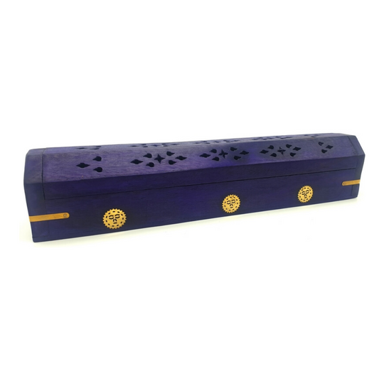 Porte-Encens Bois Coffret Bleu Arbre 30cm