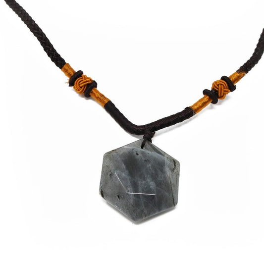 Collier labradorite mixte cordon noir - Bijoux zen Réunion 
