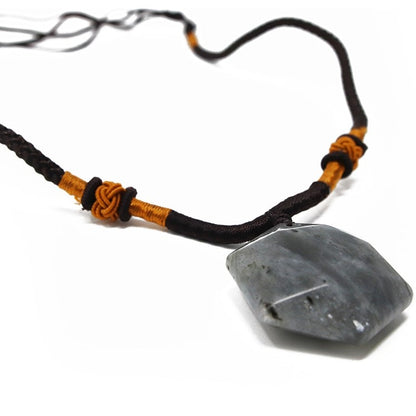 Collier labradorite mixte cordon noir - Bijoux zen Réunion 