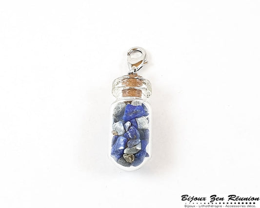 Pendentif bouteille et lapis lazuli - Bijoux zen Réunion