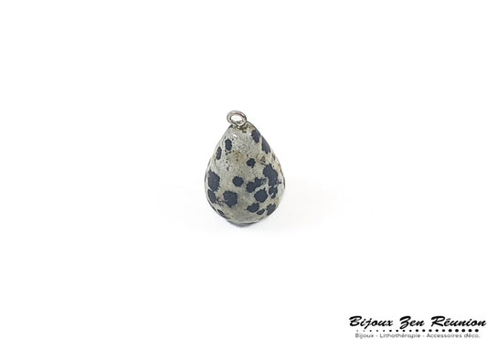 Pendentif goutte en jaspe dalmatien - Bijoux zen Réunion
